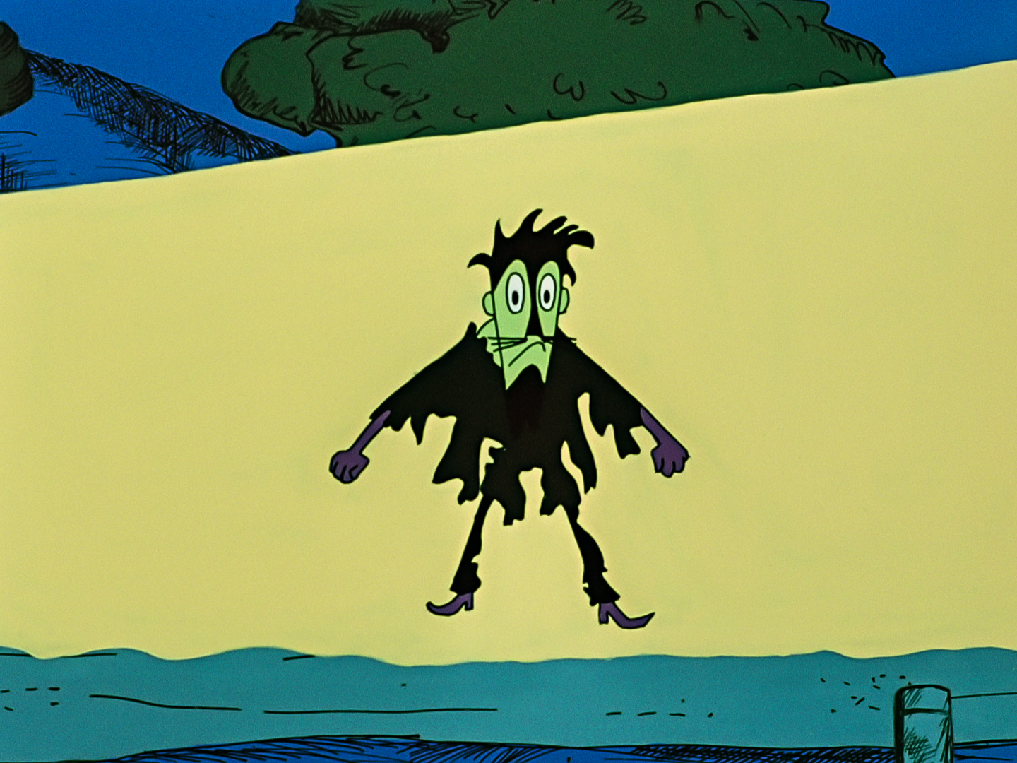 a green skined spy looking haggard a green skined spy looking haggard