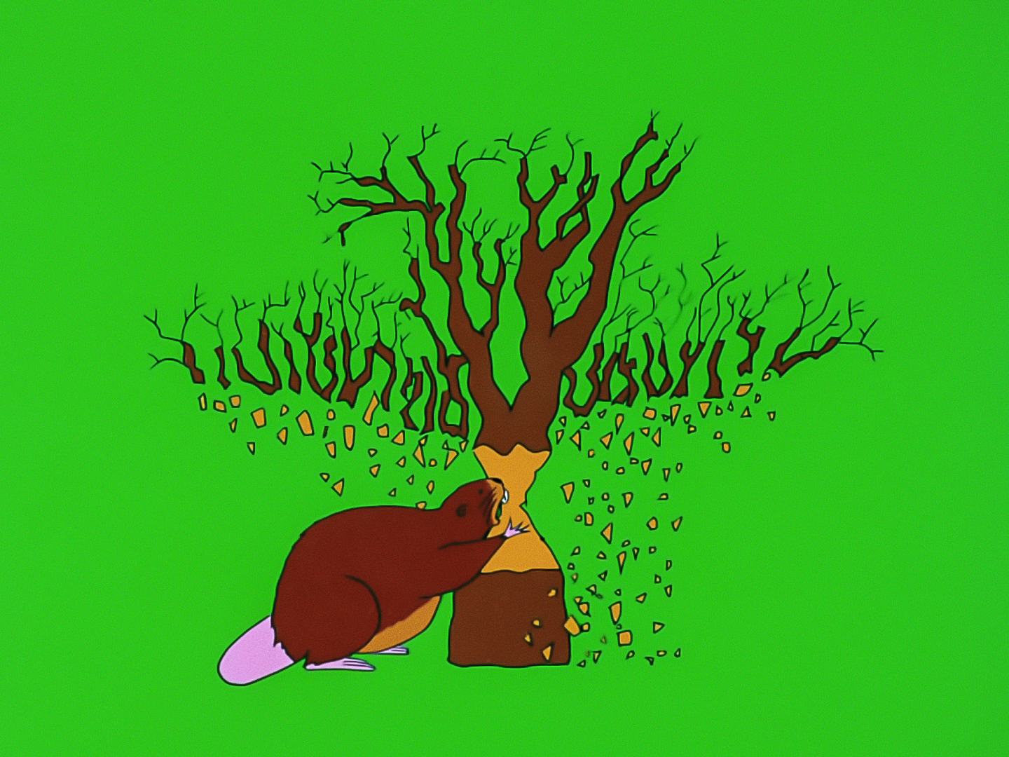 beaver chomping at a tree