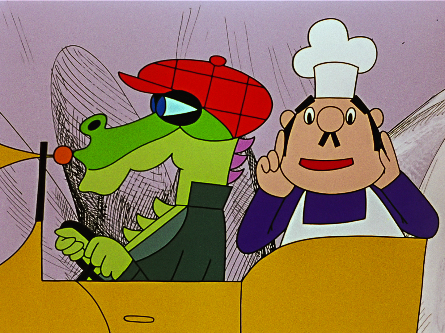 a dragon and a cook driving a car a dragon and a cook driving a car