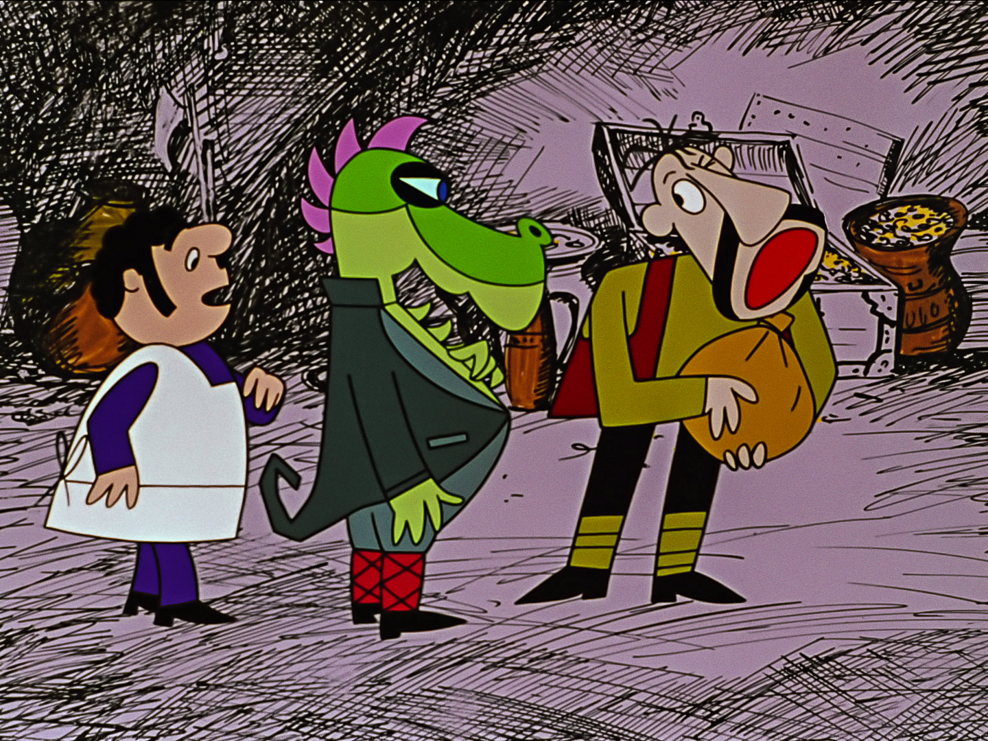 cook, dragon and a robber talking cook, dragon and a robber talking