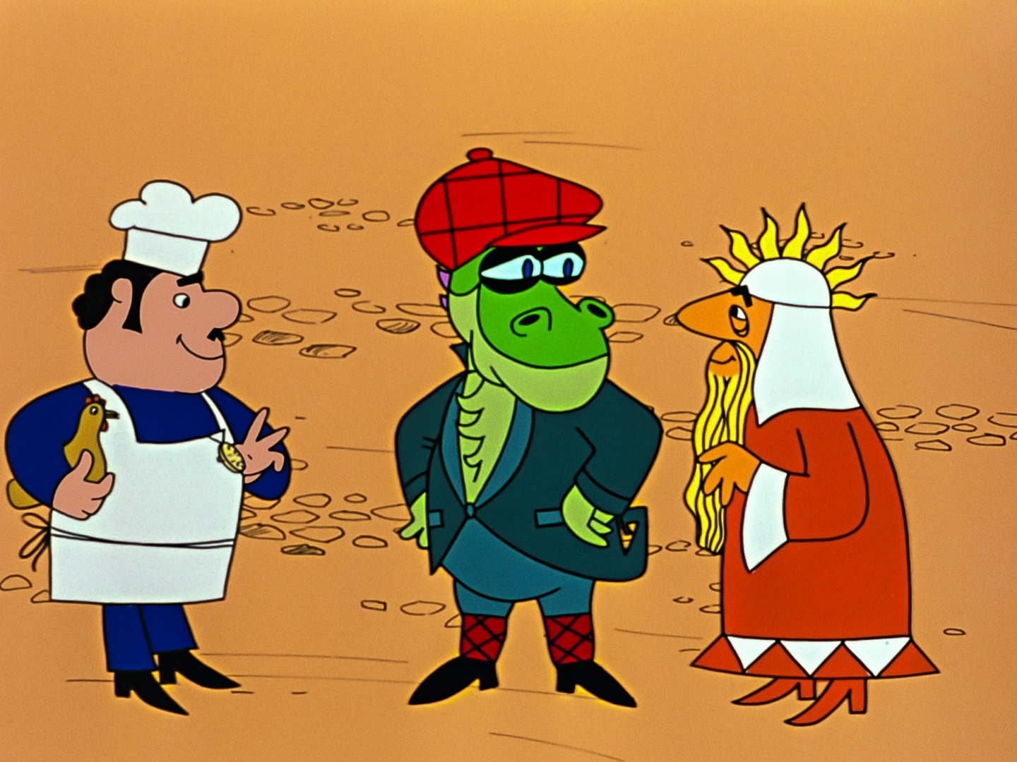 a cook, a dragon and a sun themed king a cook, a dragon and a sun themed king