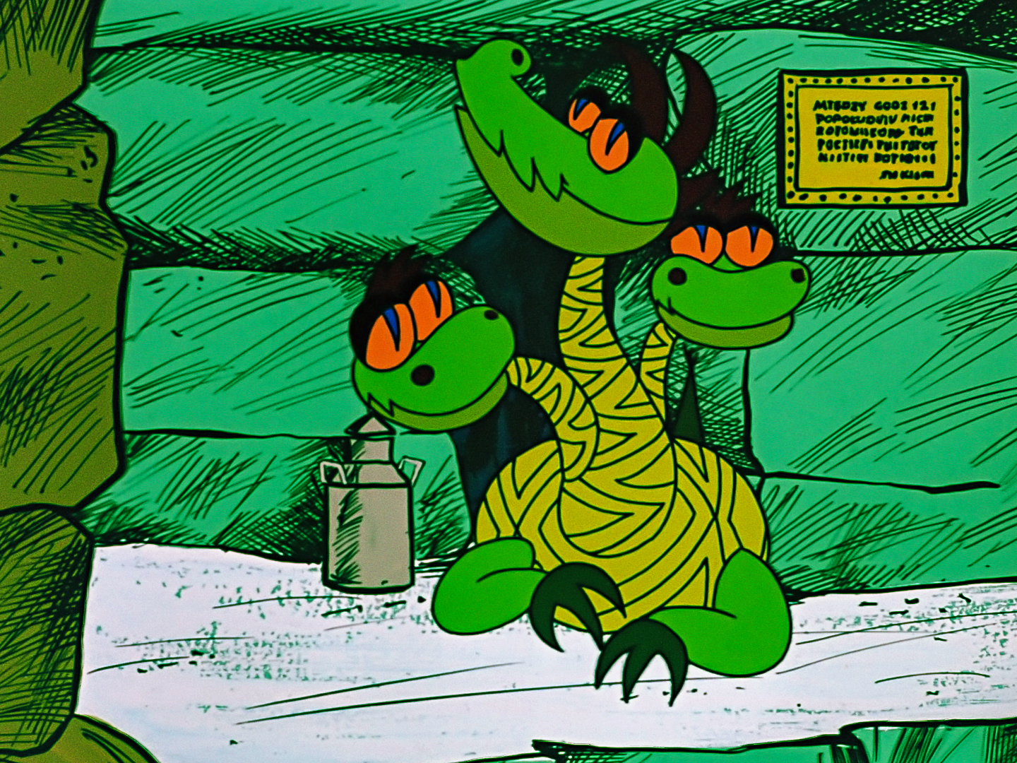 three headed dragon in his cave three headed dragon in his cave