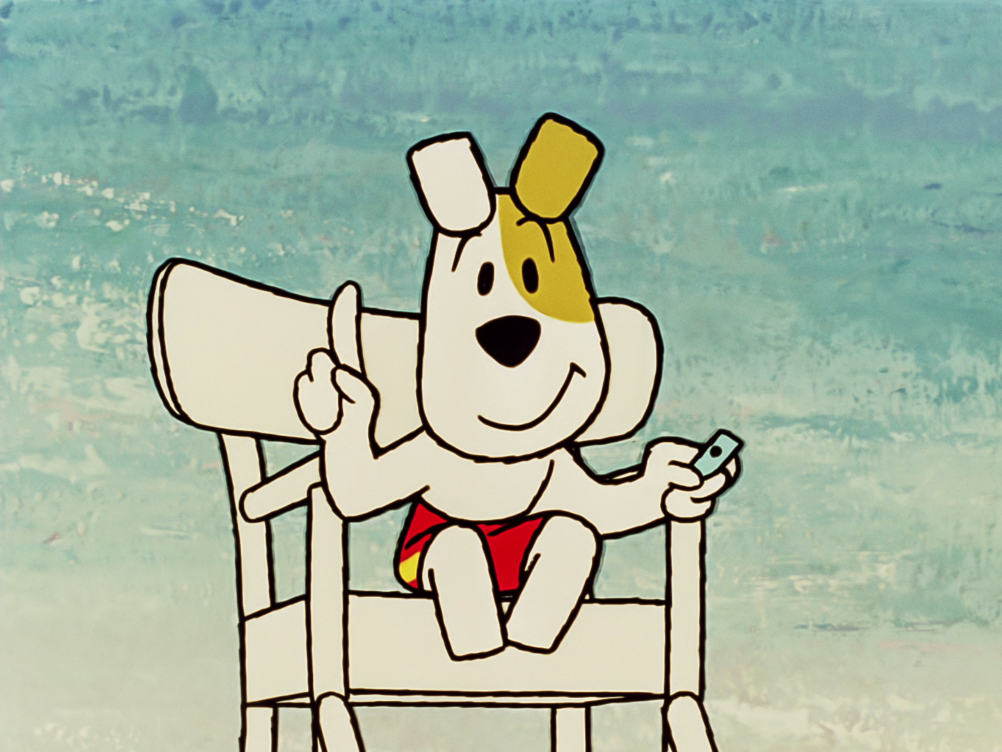 screenshot of Reksio the dog working as a lifeguard