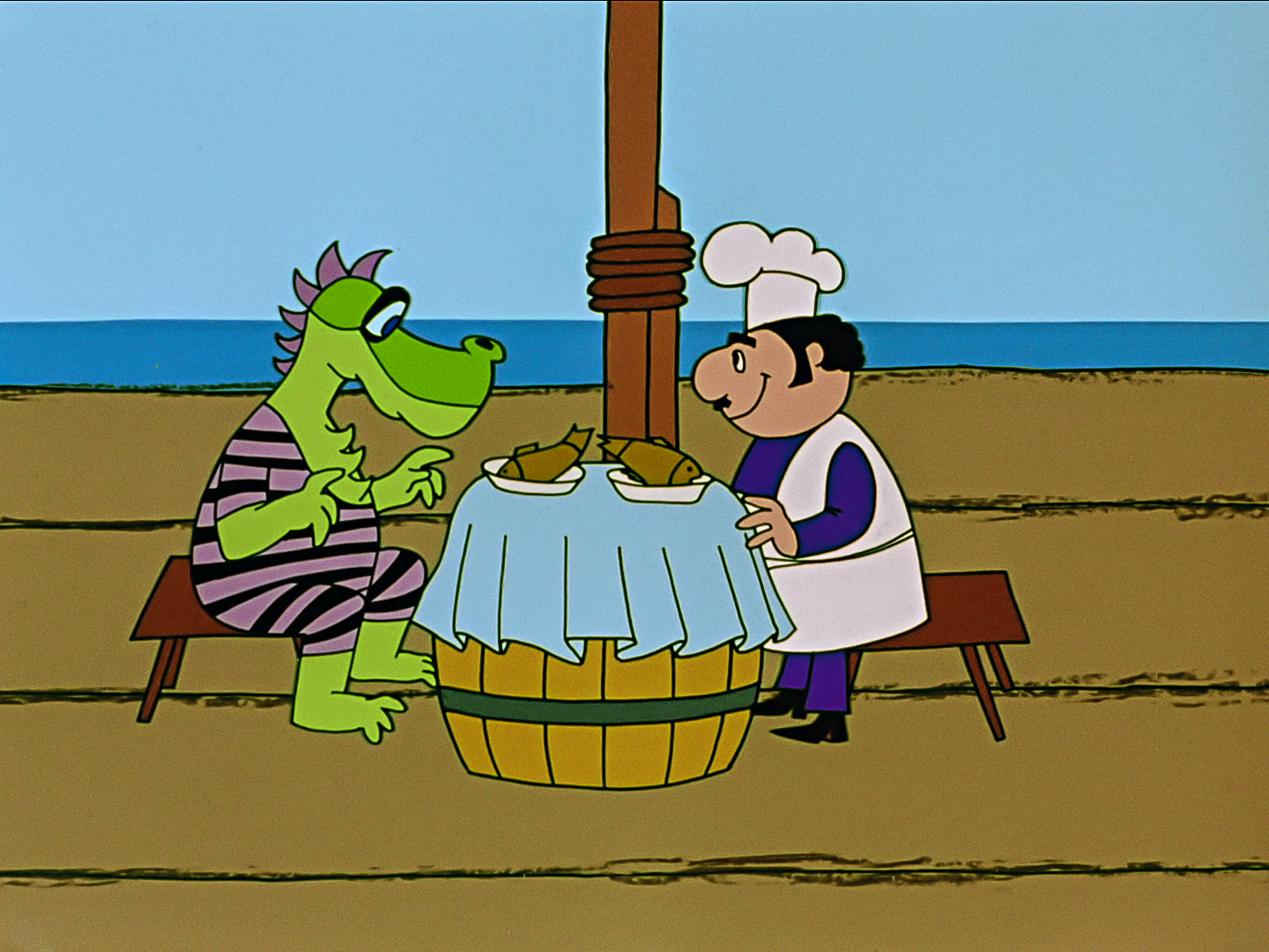 smok wawelski and cook bartolini sitting down to eat smok wawelski and cook bartolini sitting down to eat