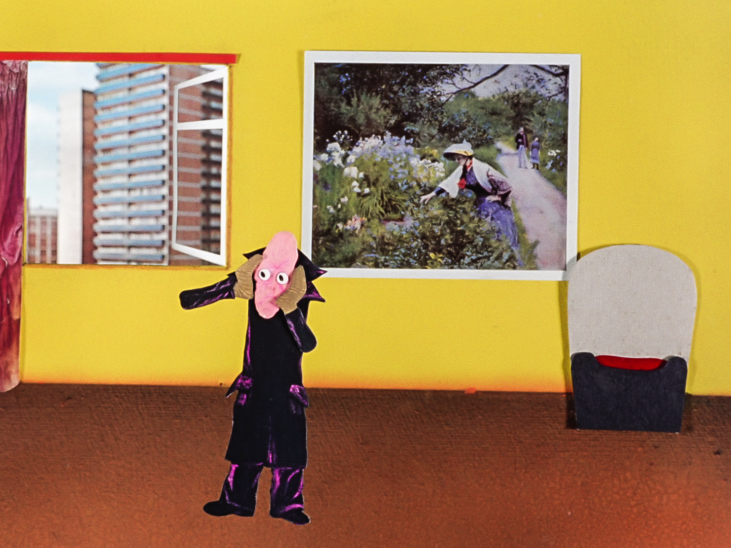 man in his apartament is holding his head as if he's scared or surprised of something