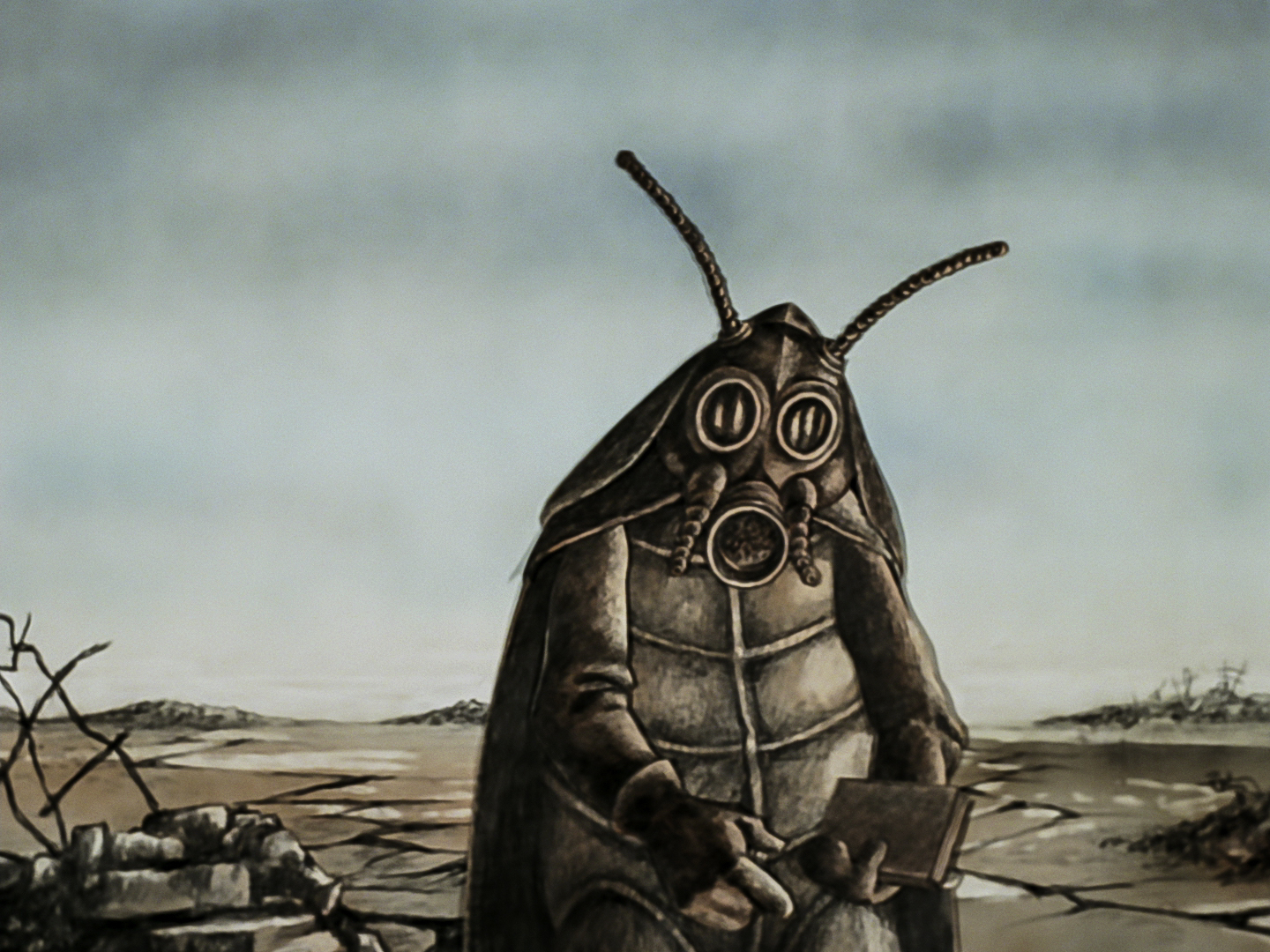 a picture of a man wearing a cockroach suit