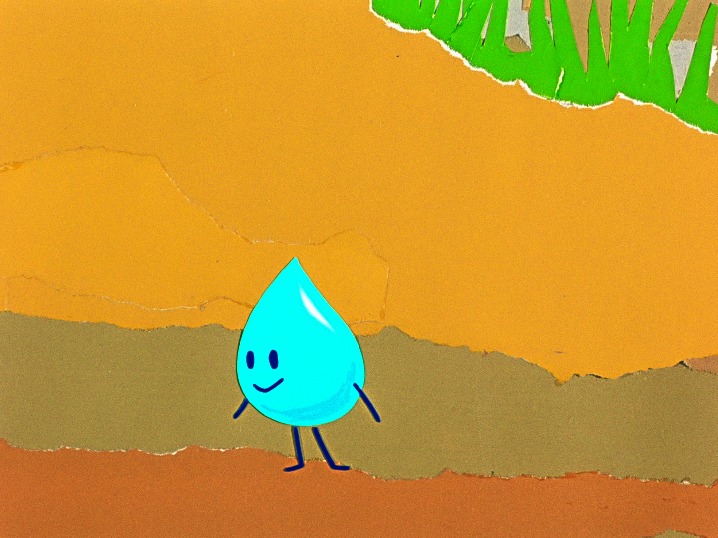 a waterdrop with face and limbs standing