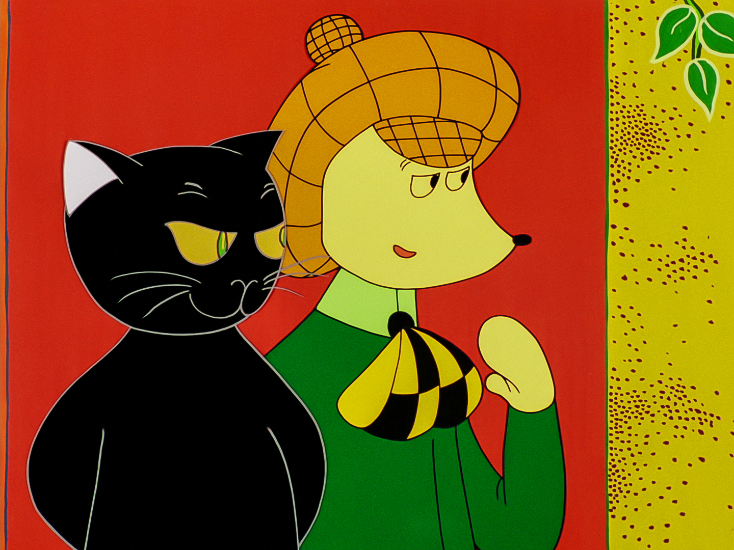 alleged dog detective Kajetan and black cat Makawity standing next to each other