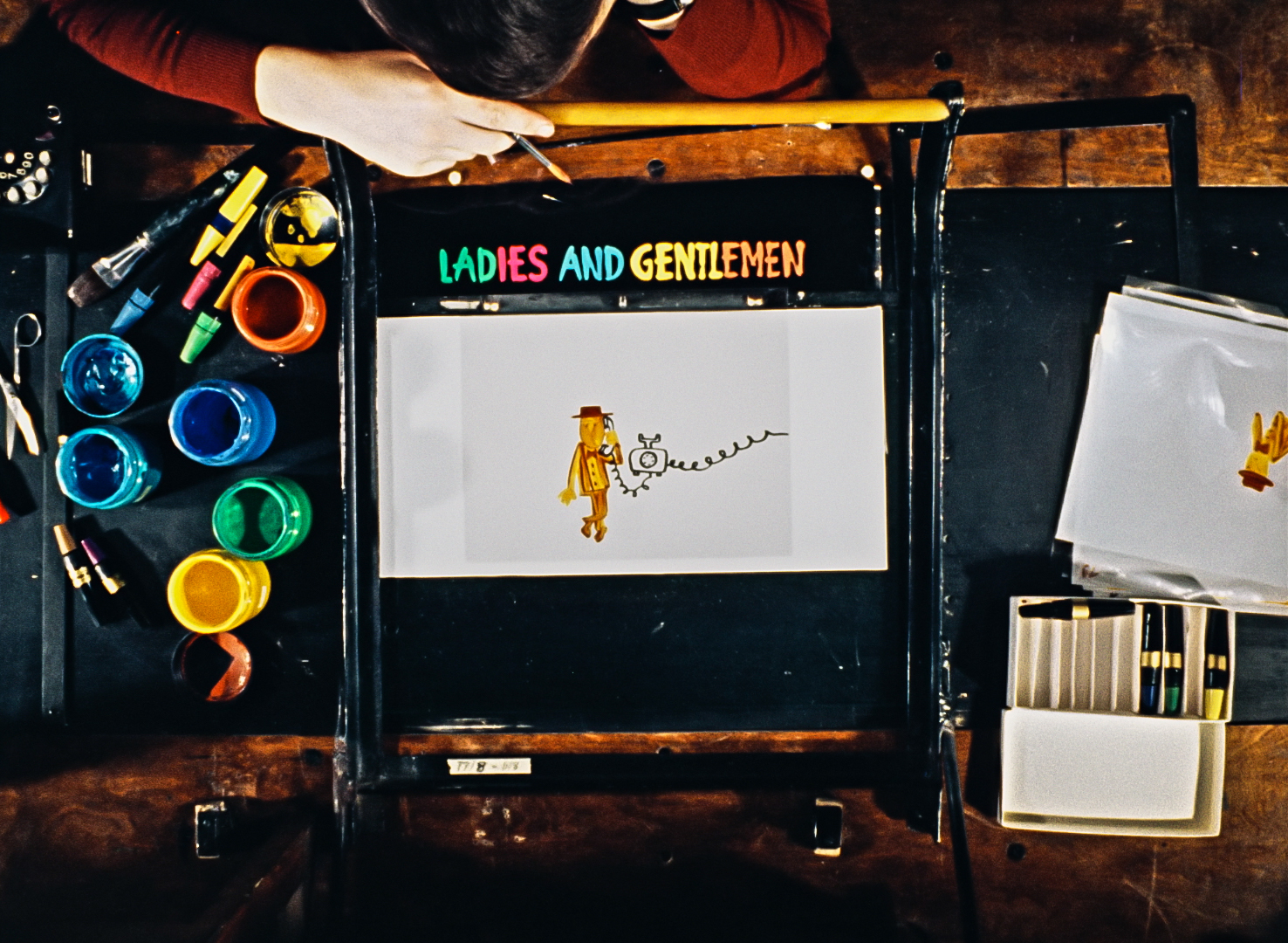 desk on which an animated movie is being animated on